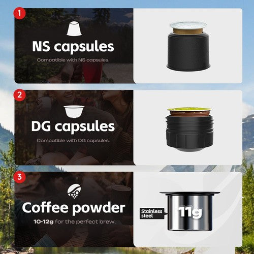 HIBREW H4C draagbare espressomachine, handmatige koffiemachine voor op de camping