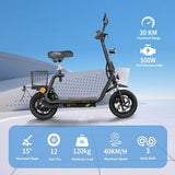 TWOFISH M5 PRO-E elektrische scooter met zitje en achtermand, 500W