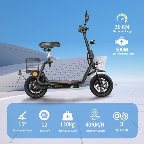 TWOFISH M5 PRO-E elektrische scooter met zitje en achtermand, 500W