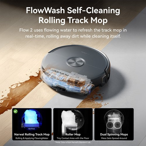 Narwal Flow 2 robotstofzuiger en -dweil, 31.000 Pa zuigkracht, dubbele 1080P AI-zicht