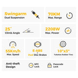 Ausom L2 elektrische scooter, 2x 800W motor, 48V 15,6Ah