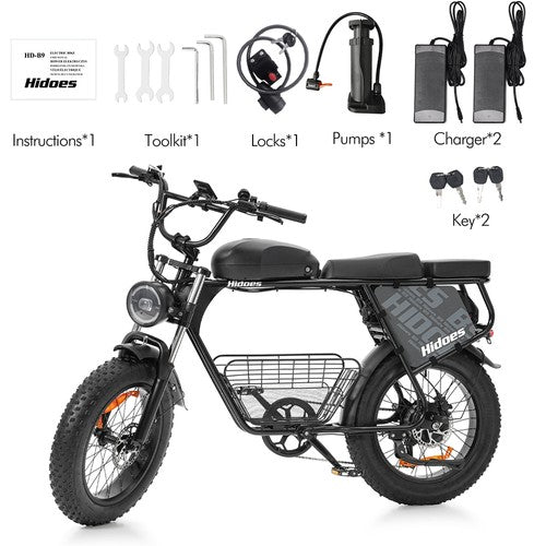 Hidoes B9 elektrische fiets, 750W motor, 48V 18.2Ah+15.6Ah dubbele accu