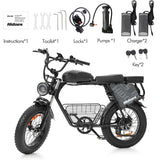 Hidoes B9 elektrische fiets, 750W motor, 48V 18.2Ah+15.6Ah dubbele accu