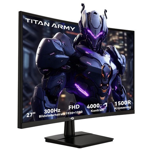 TITAN ARMY C27A1H Gaming Monitor, 27 inch 1500R Curved VA-scherm, 1920*1080, 300Hz
