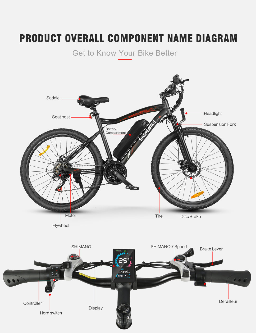 Samebike SY26-II elektrische mountainbike 500W 