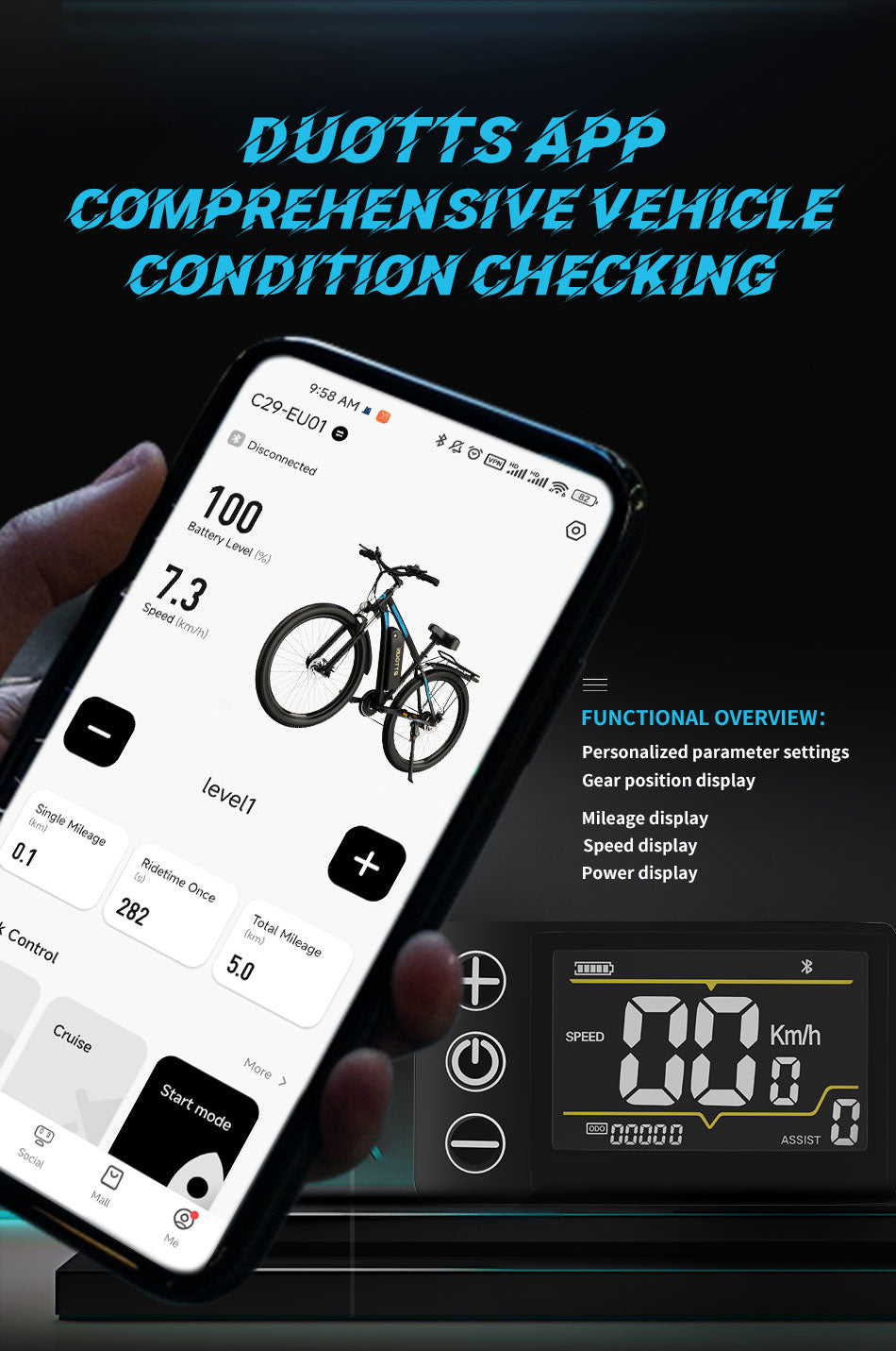 DUOTTS C29 PRO elektrische fiets 50 km/u 
