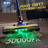 Vactidy V12 draadloze stofzuiger met 50000 Pa zuigkracht en 450 W vermogen.