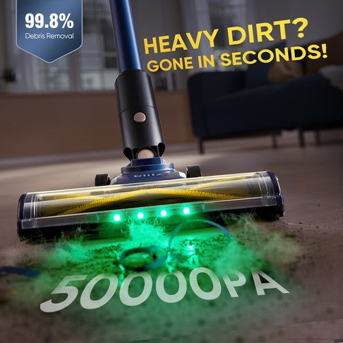 Vactidy V12 draadloze stofzuiger met 50000 Pa zuigkracht en 450 W vermogen.