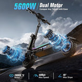 FENGQS GT7 Opvouwbare elektrische scooter, dubbele 2800W motoren, 60V 27Ah
