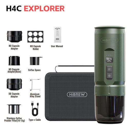 HIBREW H4C draagbare espressomachine, handmatige koffiemachine voor op de camping