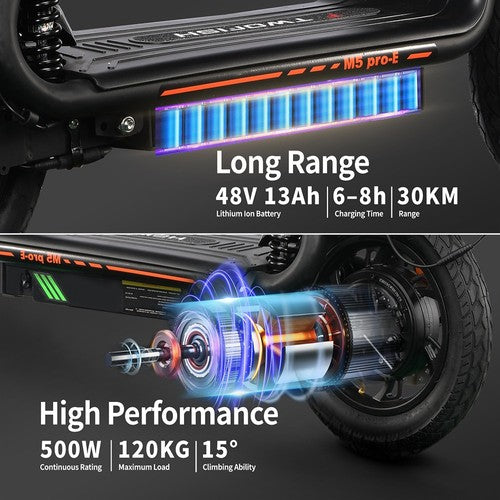 TWOFISH M5 PRO-E elektrische scooter met zitje en achtermand, 500W