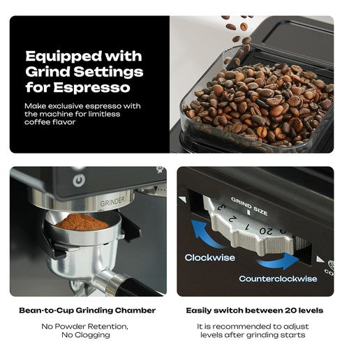 HiBREW H20 All-in-One Koffiemachine met Ingebouwde Koffiemolen, Dubbele Warme & Koude Extractie