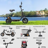TWOFISH M5 PRO-E elektrische scooter met zitje en achtermand, 500W