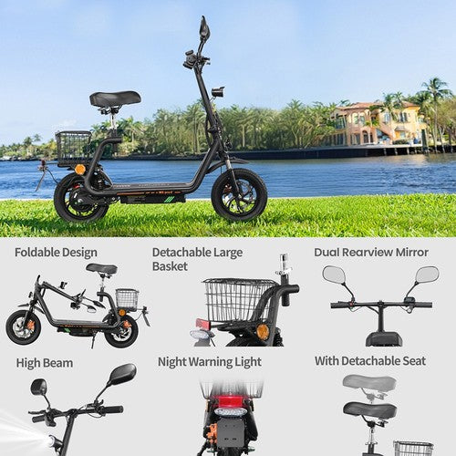 TWOFISH M5 PRO-E elektrische scooter met zitje en achtermand, 500W