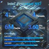 MINIX NEO Z97 Mini-pc, Intel N97 4 cores max. 3,6 GHz, 12 GB LPDDR5X RAM, 512 GB SSD