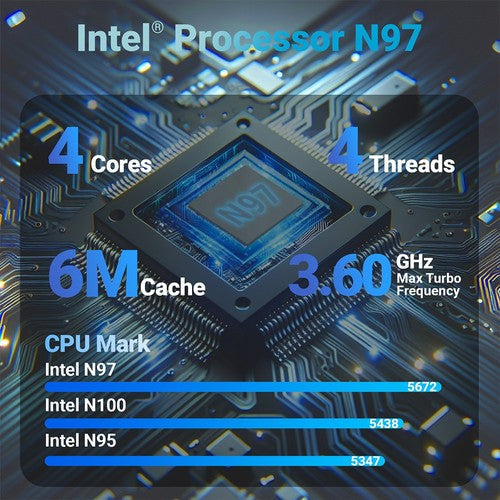 MINIX NEO Z97 Mini-pc, Intel N97 4 cores max. 3,6 GHz, 12 GB LPDDR5X RAM, 512 GB SSD