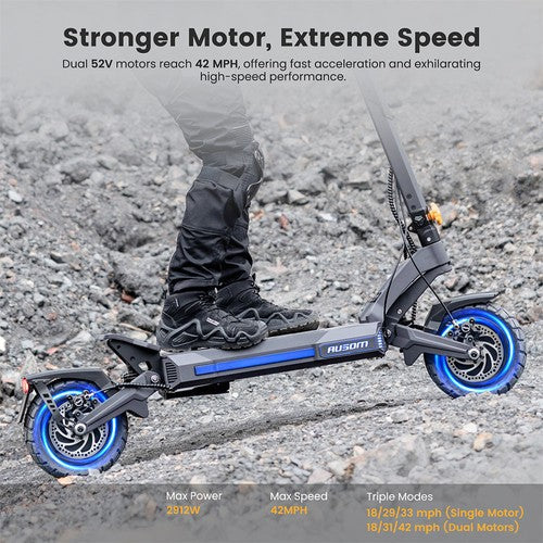 Ausom DT2 Pro elektrische scooter, 2x 1100W motor, 52V 23,4Ah