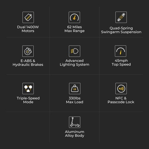 Ausom F1 Max elektrische scooter, 2x 1400W motor, 60V 20,8Ah