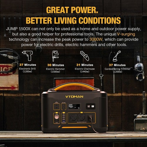 VTOMAN JUMP 1500X draagbaar powerstation, 828Wh