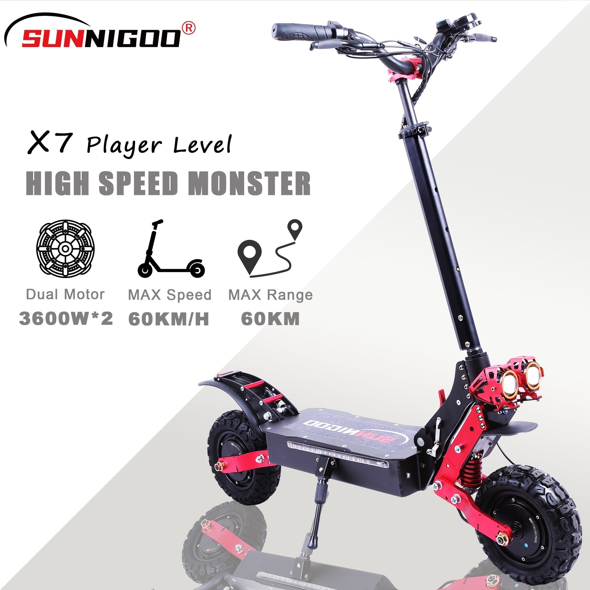 Elektrische scooter ES-X7 1800W*2 dubbele motor