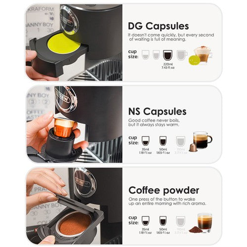 HiBREW H3C 3-in-1 capsulekoffiezetapparaat, 20 bar pomp