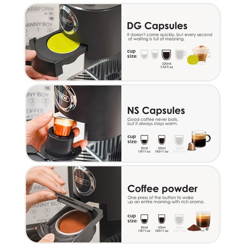 HiBREW H3C 3-in-1 capsulekoffiezetapparaat, 20 bar pomp