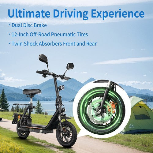 TWOFISH M5 PRO-E elektrische scooter met zitje en achtermand, 500W