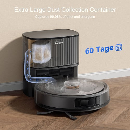 Teendow D10S MAX 2-in-1 robotstofzuiger en dweil met automatisch leegstation, 4500 Pa