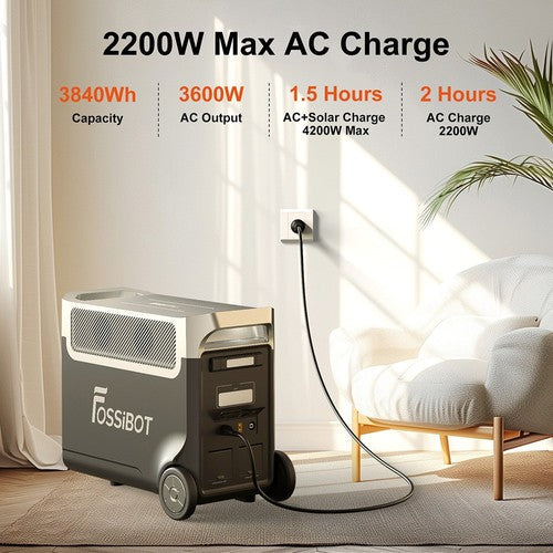 FOSSiBOT F3600 Pro draagbaar powerstation, 3840Wh LiFePO4-batterij, max. 11520Wh uitbreiding, 3600W