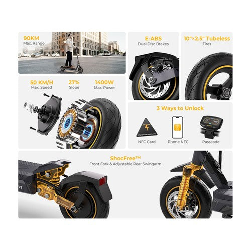 Ausom K20 Pro Elektrische Scooter, 1000W Motor, 48V 18Ah
