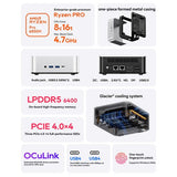 AOOSTAR MACO Mini PC, AMD Ryzen 7 Pro 6850H 8 cores max. 4,7 GHz, 24 GB LPDDR5 RAM 1 TB SSD