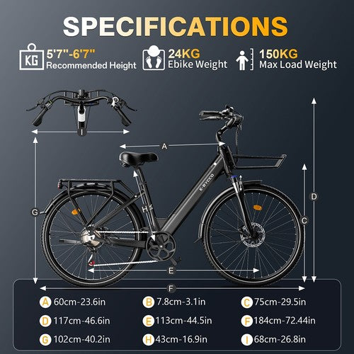 E·Bycco V1 elektrische fiets, 250W motor, 36V 15,6Ah