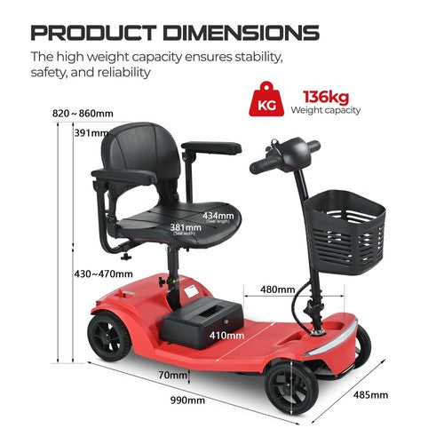 Sweetrich S2 Scootmobiel, 250W Motor, 24V 12Ah