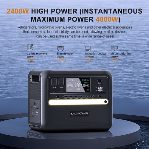 TALLPOWER V2400 Power Station 2160Wh LiFePo4 zonnegenerator