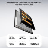 AOOSTAR MACO Mini PC, AMD Ryzen 7 Pro 6850H 8 cores max. 4,7 GHz, 24 GB LPDDR5 RAM 1 TB SSD
