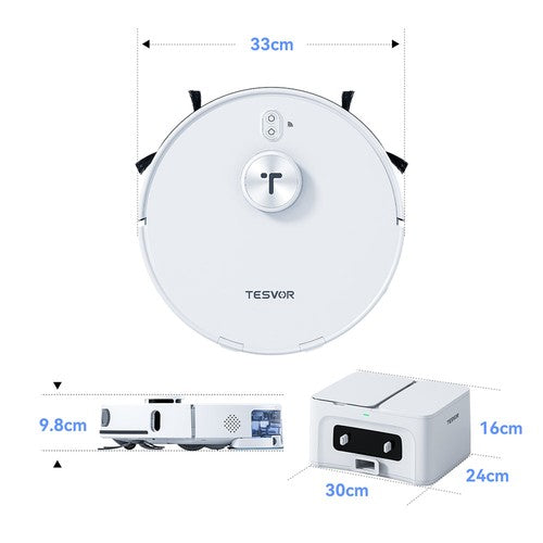 Tesvor S8 Max Robotstofzuiger, 3-in-1 Stofzuigen/Veeg/Dweilen, 8000 Pa