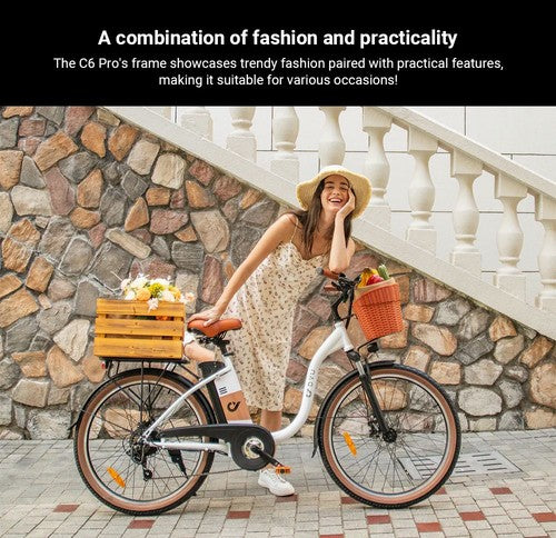 DYU C6 Pro elektrische fiets, 250W motor, 36V 15.6Ah