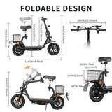 TWOFISH M5 PRO-E elektrische scooter met zitje en achtermand, 500W