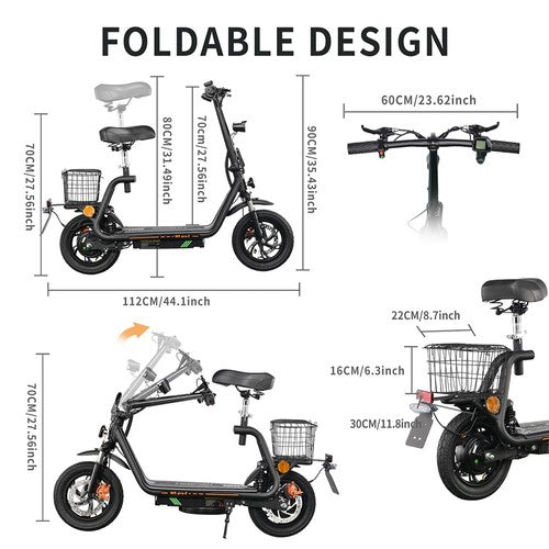 TWOFISH M5 PRO-E elektrische scooter met zitje en achtermand, 500W