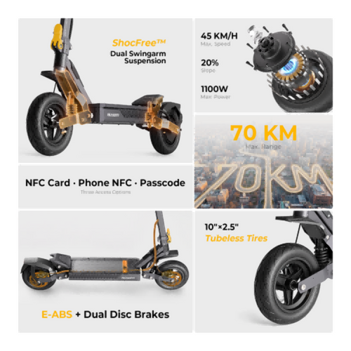 Ausom Gosoul 2 elektrische scooter, 800W motor, 48V 13Ah