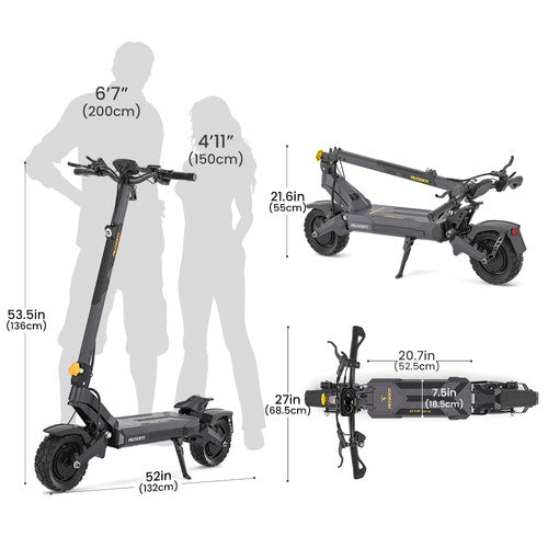 Ausom DT2 Pro elektrische scooter, 2x 1100W motor, 52V 23,4Ah